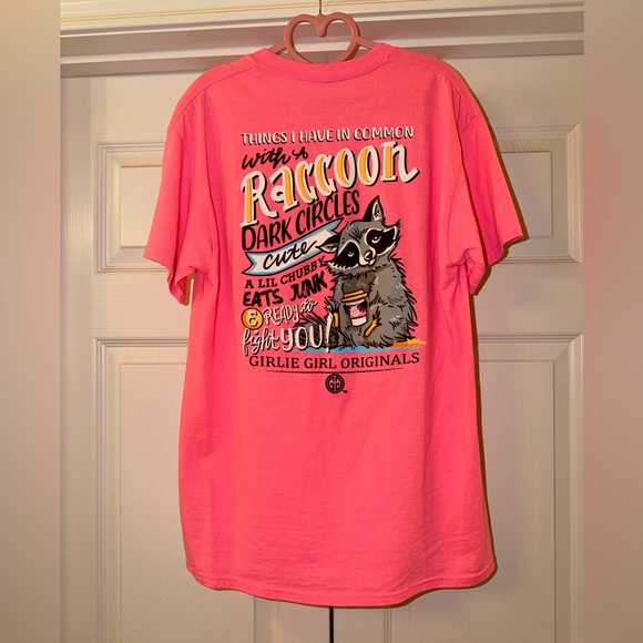 Neon Pink Short-Sleeve Crewneck Tee with Chest Graphic - Picture 2 of 5